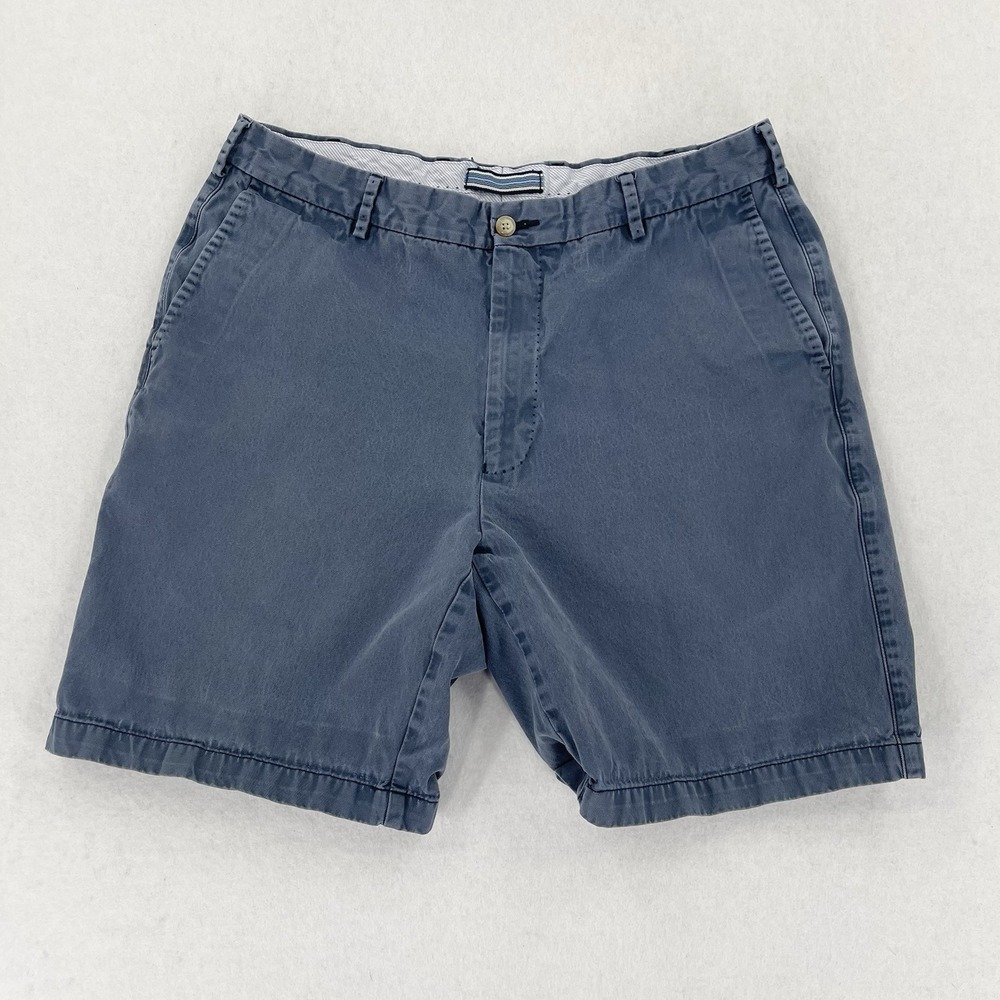 Peter Millar Winston Shorts Mens 36 (Fits 34) Blue Twill Flat Front Faded Pastel